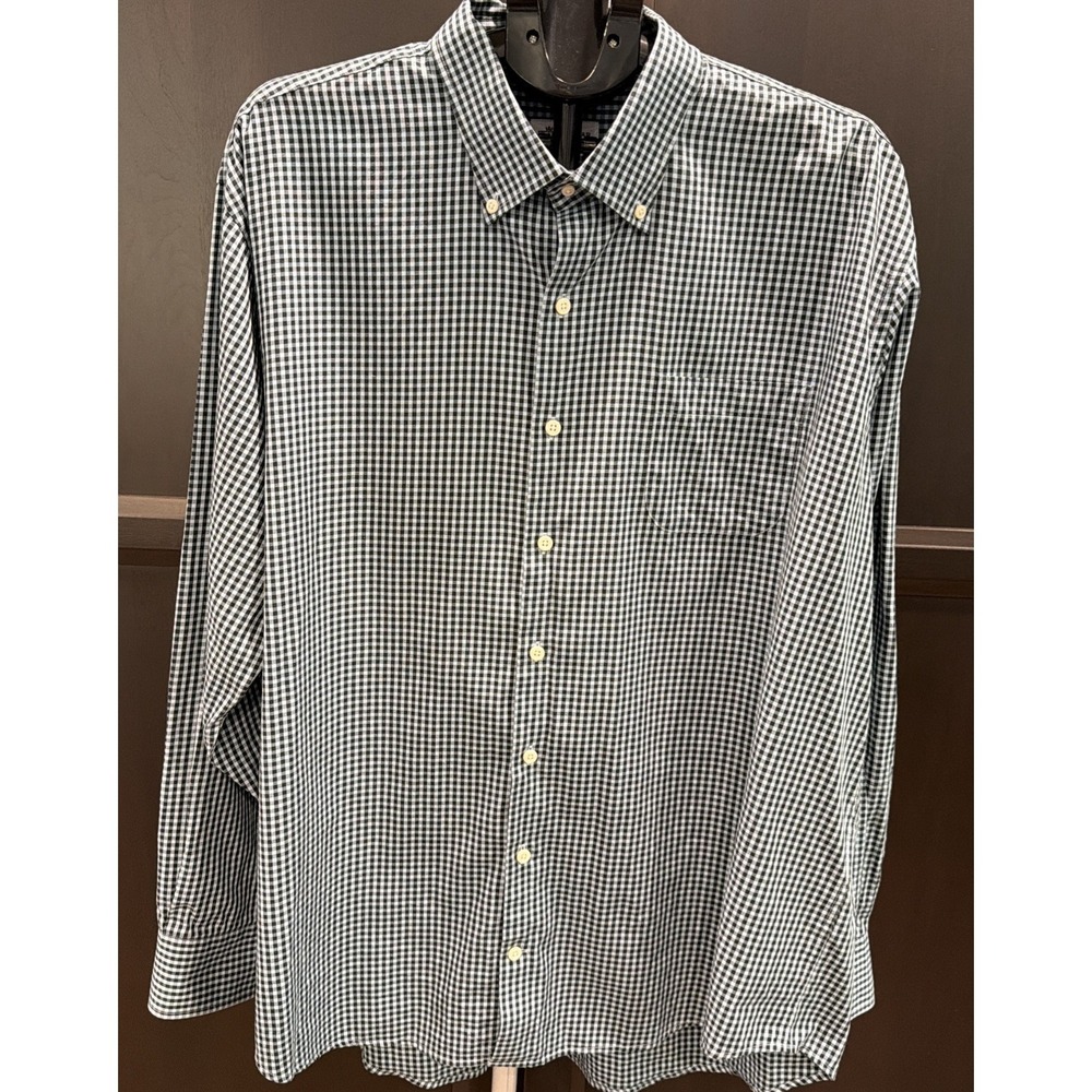 Peter Millar Cotton / Silk Blend Button Down Dress Shirt Size XXL Blue Check